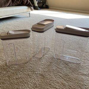 (3) OXO 3.4 qt Cereal Dispenser & 1.6 qt Snack Dispenser